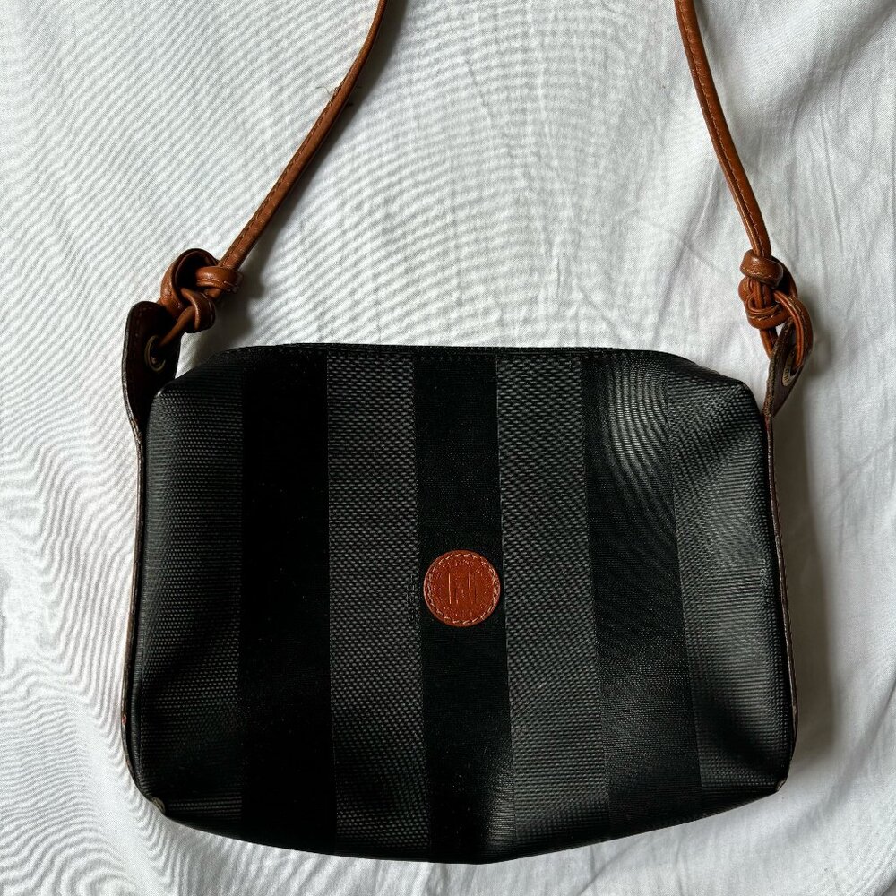 Fendi Vintage Pequin Stripe Crossbody Shoulder Bag